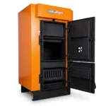 Kaloritherm D 35 kW oranžový kotol otvorené dvierka spaľovacia komora liatinový rošt